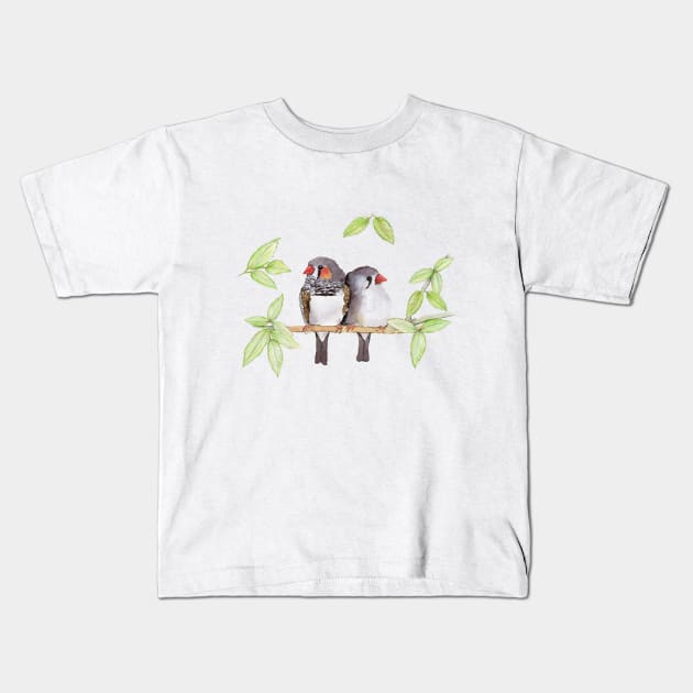 Sweet couple of zebra finches Kids T-Shirt by Bwiselizzy